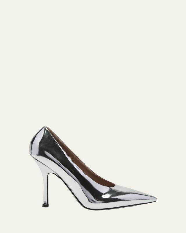 Metallic Leather Stiletto Pumps