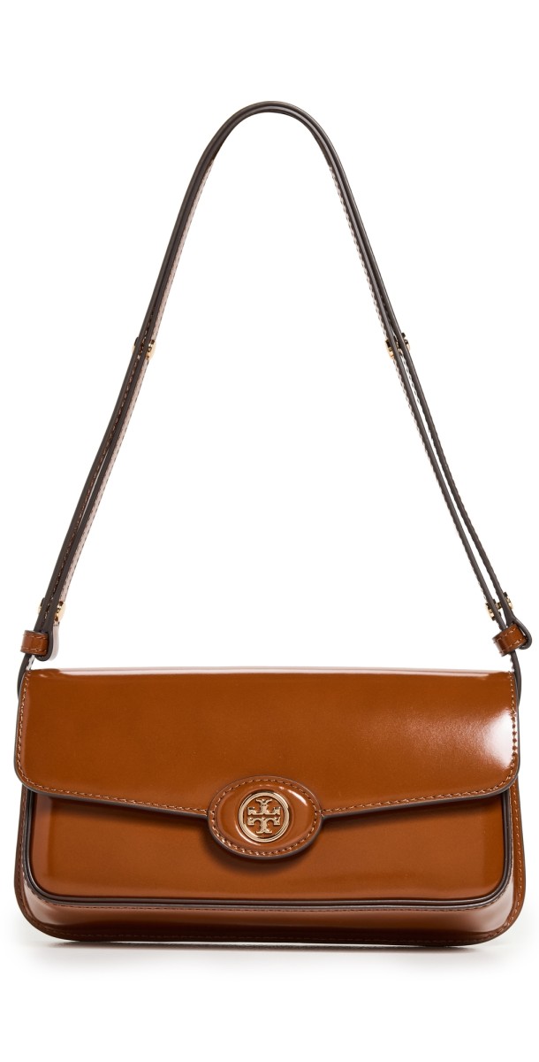 Tory Burch Robinson Spazzolato Shoulder Bag Dark Sienna
