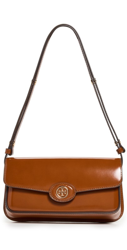 Tory Burch Robinson Spazzolato Shoulder Bag Dark Sienna