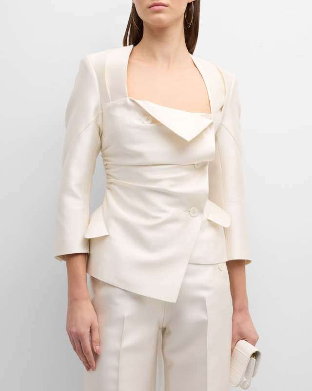 Asymmetric Blazer Jacket with Lace-Up Back