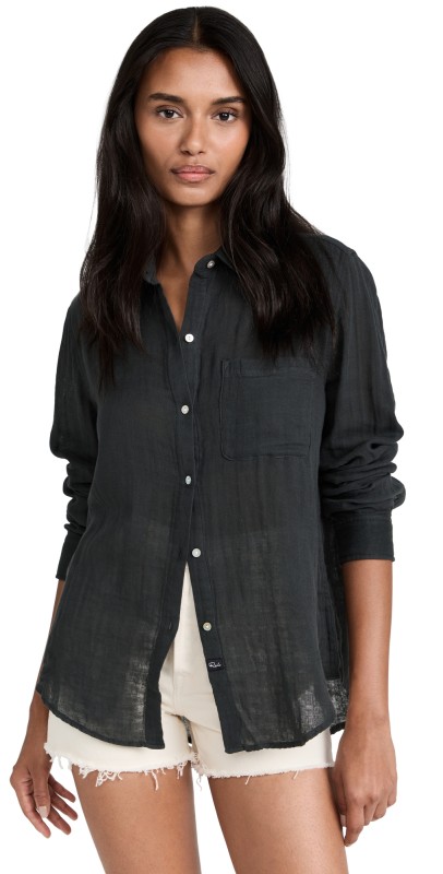 RAILS Ellis Gauze Shirt Washed Black