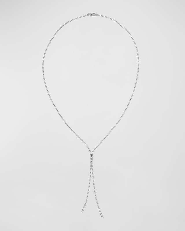 14K Skinny Tennis Lariat with Baguette Diamond Ends