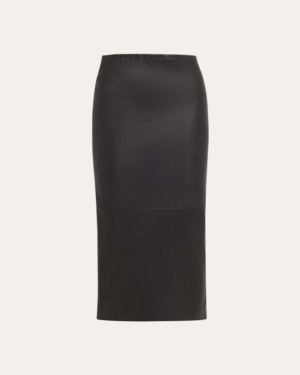 Lambskin Leather Midi Pencil Skirt