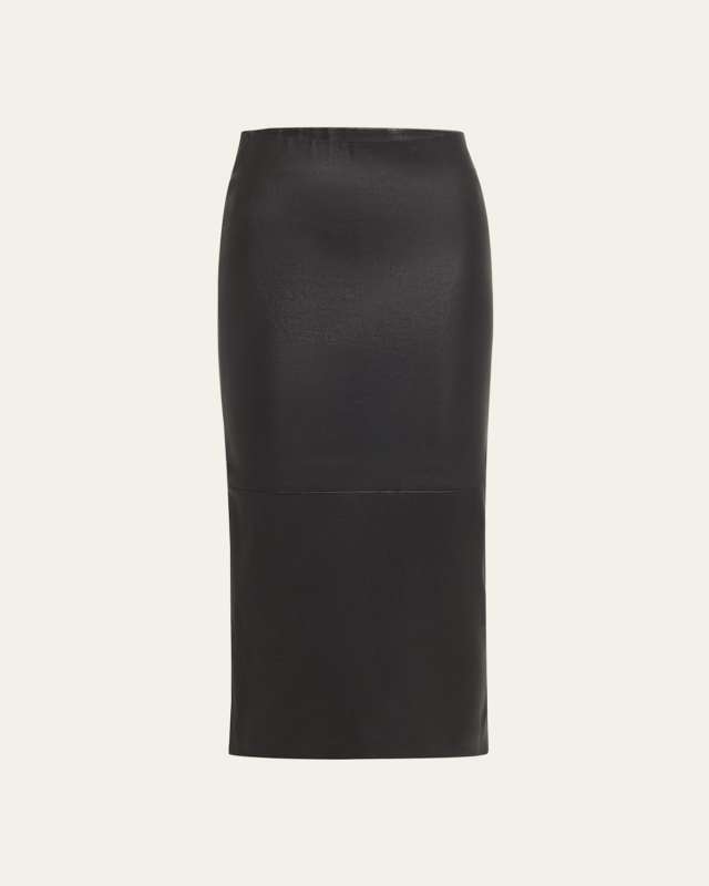 Lambskin Leather Midi Pencil Skirt