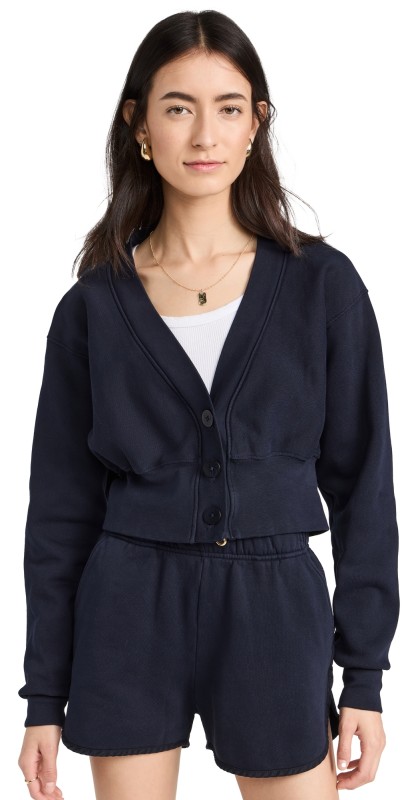 Les Tien Diana Crop Cardigan Navy