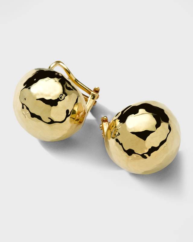 Medium Hammered Pinball Clip Stud Earrings in 18K Gold