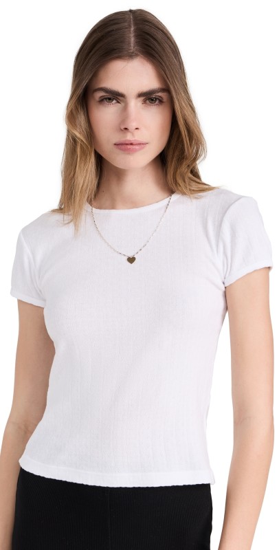 DONNI. The Pointelle Baby Tee Powder