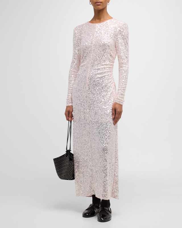 Long-Sleeve Sequin Maxi Dress