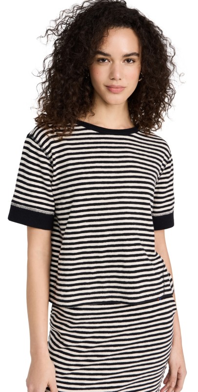 Clare V. Le Bateau Tee Black & Cream Stripe