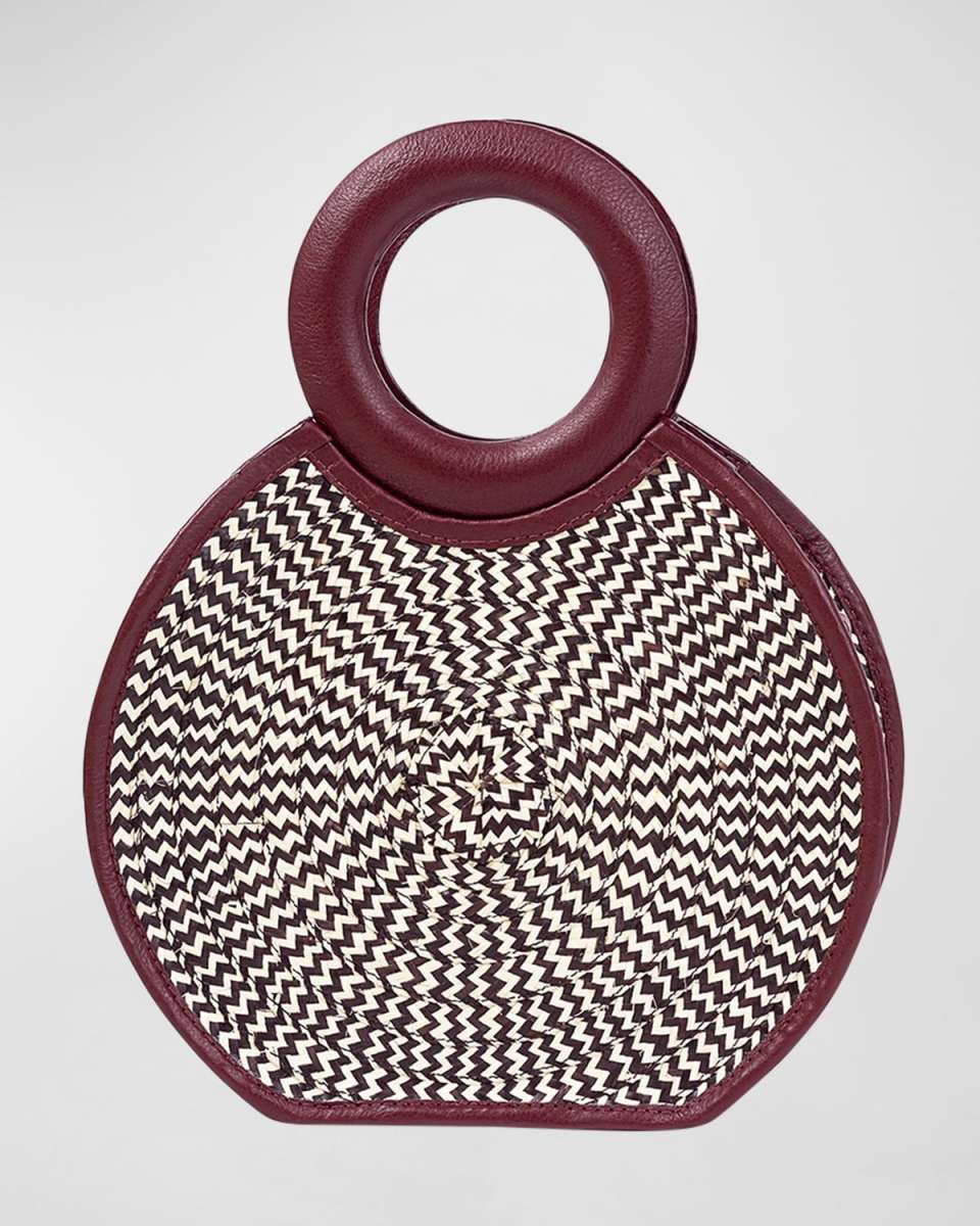 Zenu Bicolor Woven Cana Flecha/Leather Top-Handle Bag
