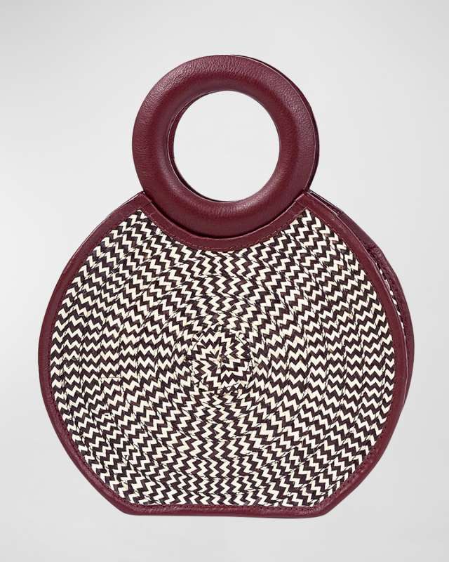 Zenu Bicolor Woven Cana Flecha/Leather Top-Handle Bag
