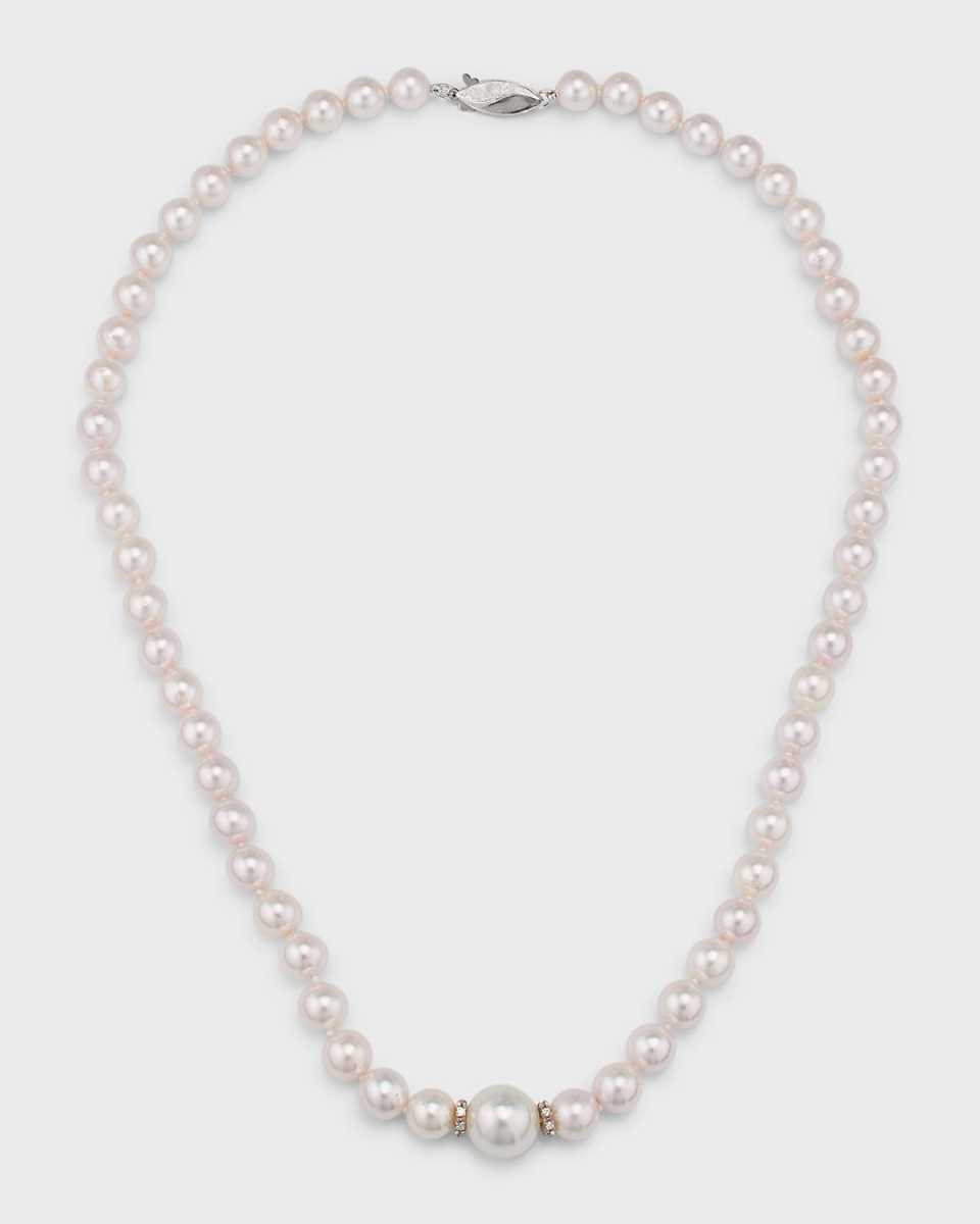 Aura 18K White Gold Pearl & Diamond Necklace