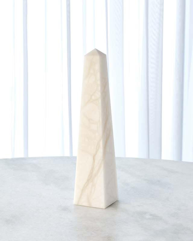 Large White Alabaster Obelisque