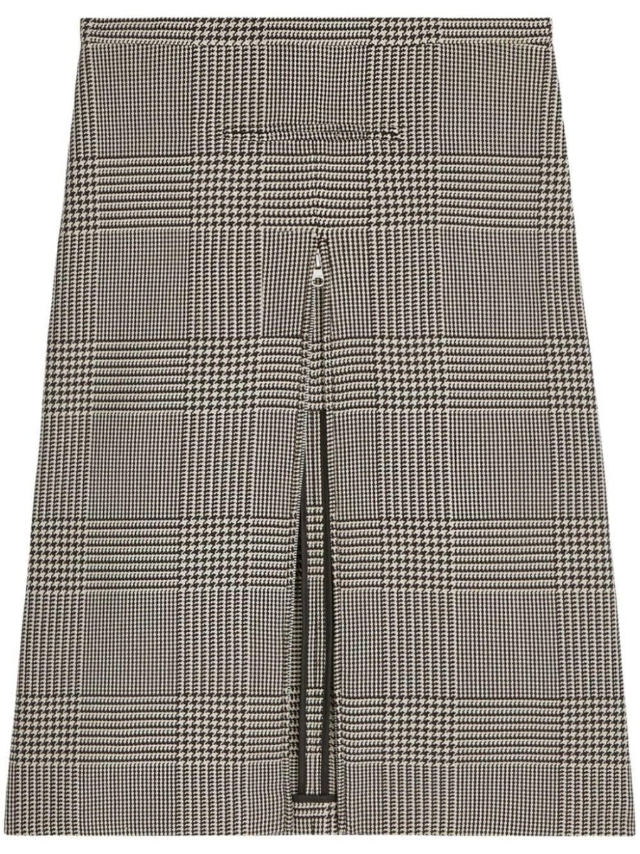 zip-detail checked midi skirt