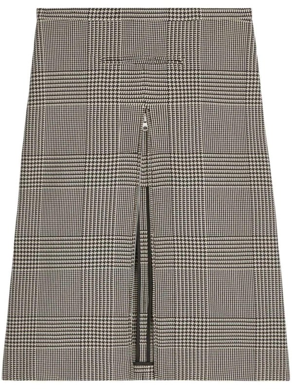 zip-detail checked midi skirt