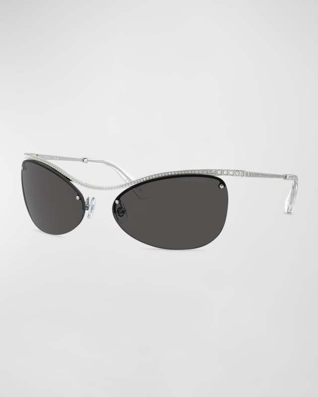 Matrix Crystal Embellished Metal Wrap Sunglasses