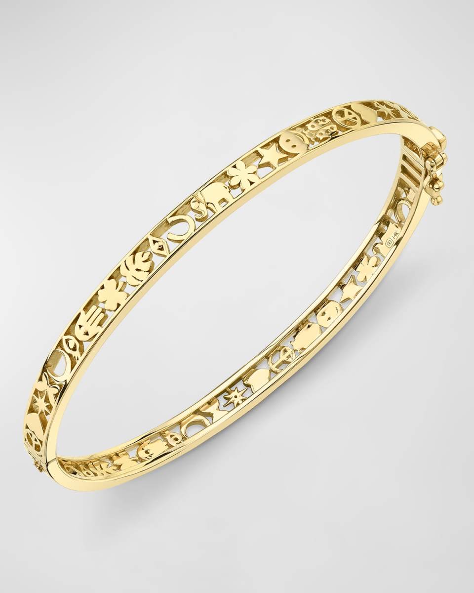 Pure Open Icon Gold & Diamond Hinge Bangle