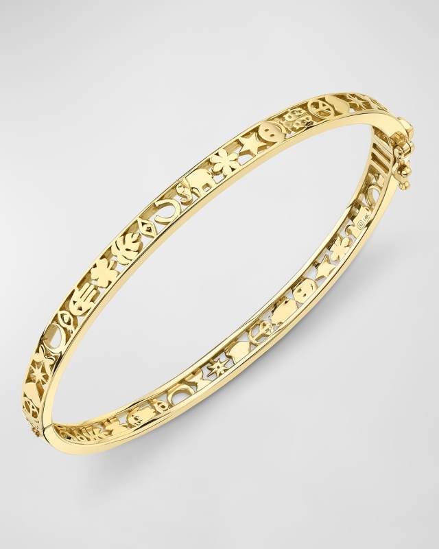 Pure Open Icon Gold & Diamond Hinge Bangle