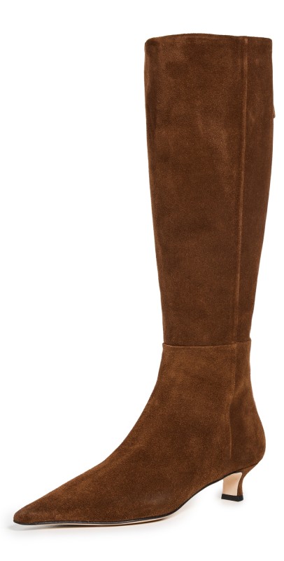 AEYDE Zazie Cow Suede Leather Brown Boots Brown