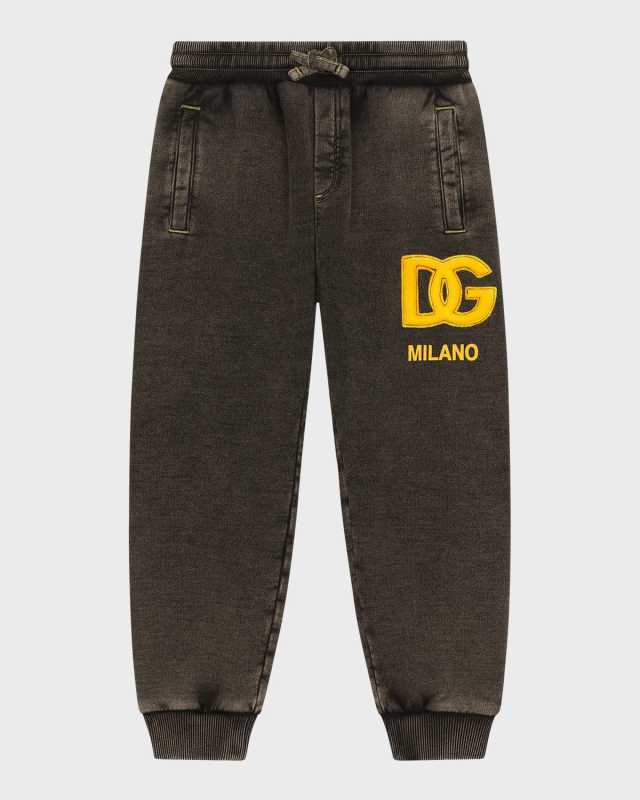 Boy's Embroidered Interlocked Logo-Print Joggers, Size 8-