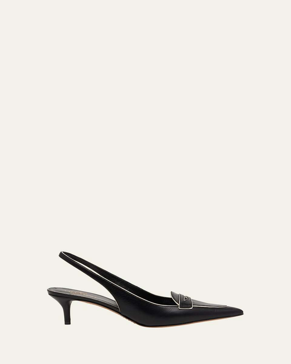 Capretto Bicolor Leather Loafer Slingback Pumps