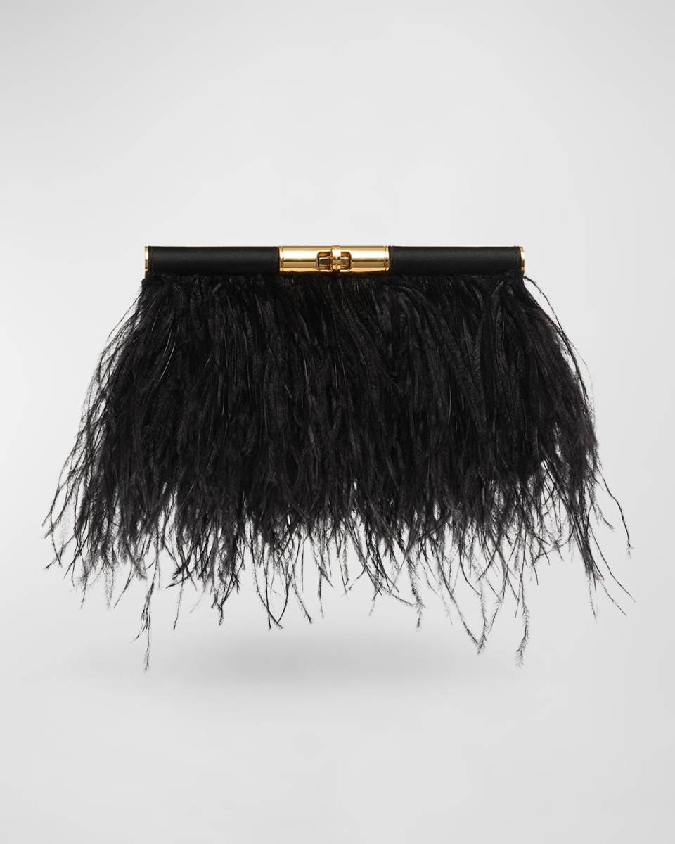 Marlene Medium Ostrich Feather Clutch Bag