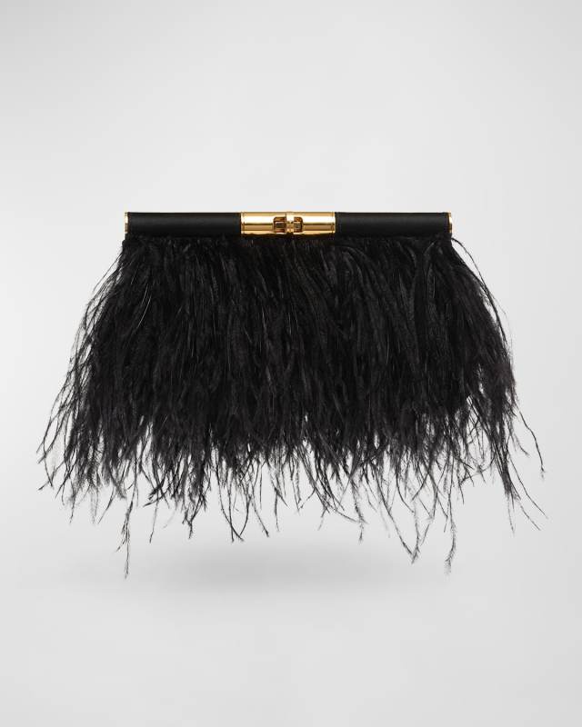 Marlene Medium Ostrich Feather Clutch Bag