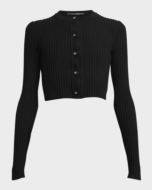 Ribbed Button-Front Crop Cardigan