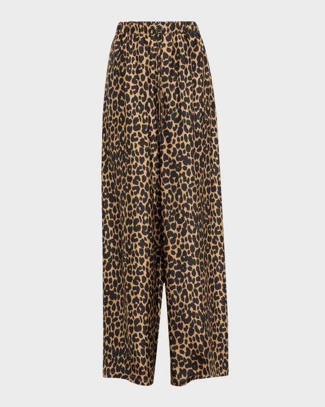 Ghinea Wide-Leg Leopard Print Trousers