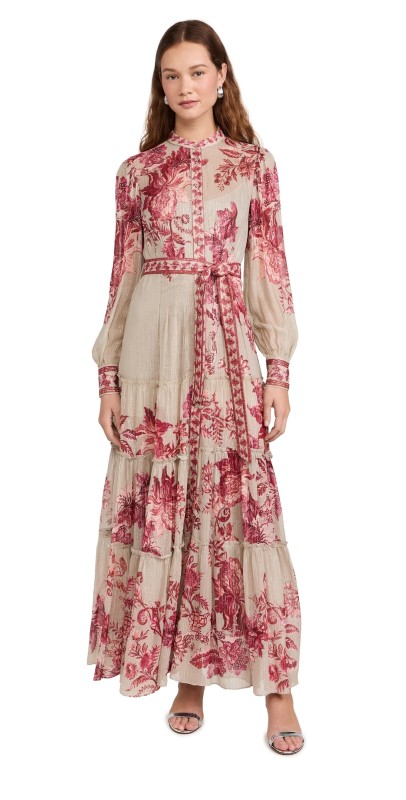 Hemant and Nandita Shirt Dress Red Beige