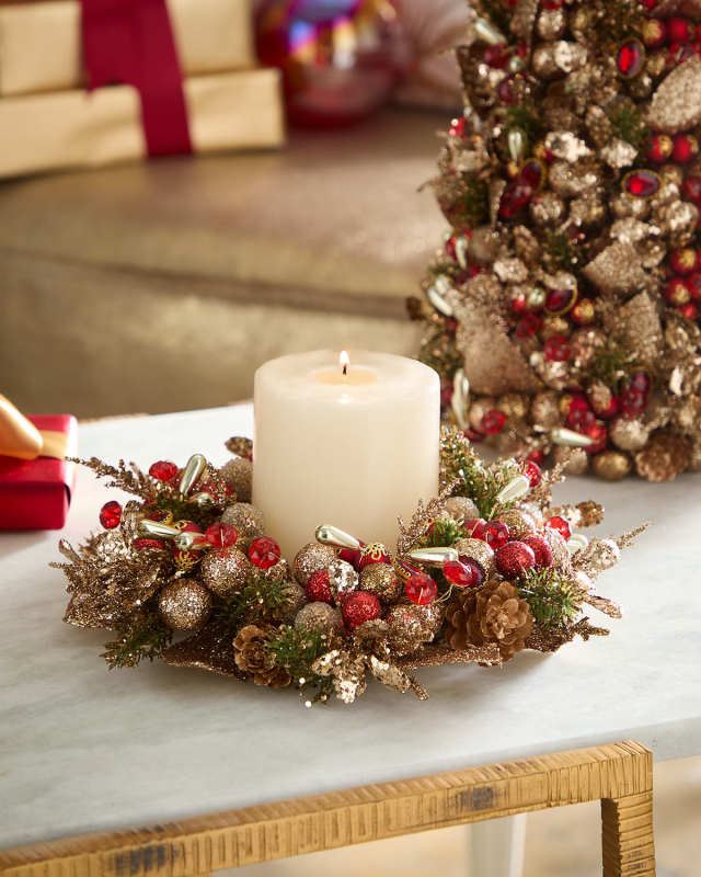 Gilded Holiday 4" Candle Ring Wreath