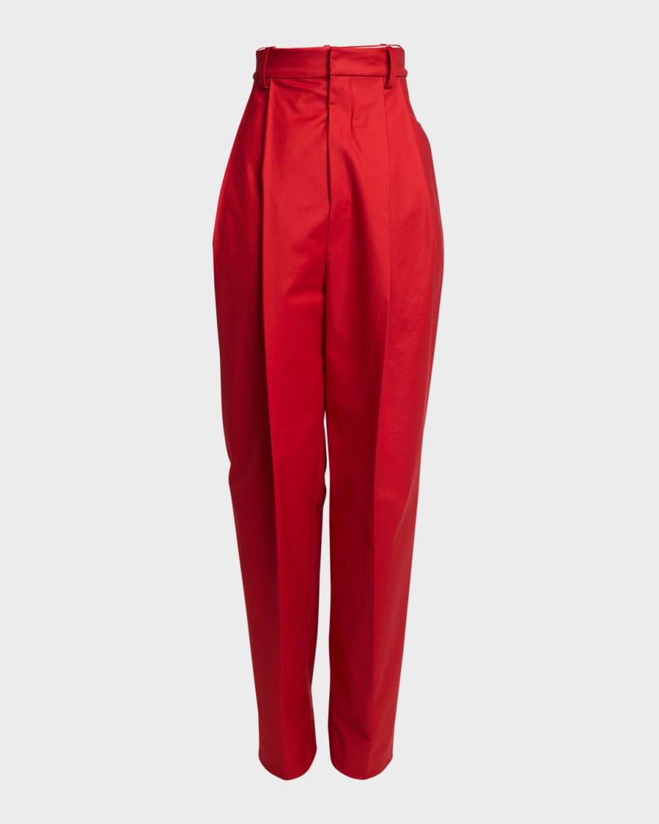 Curzio Super High-Rise Pleated Straight-Leg Pants