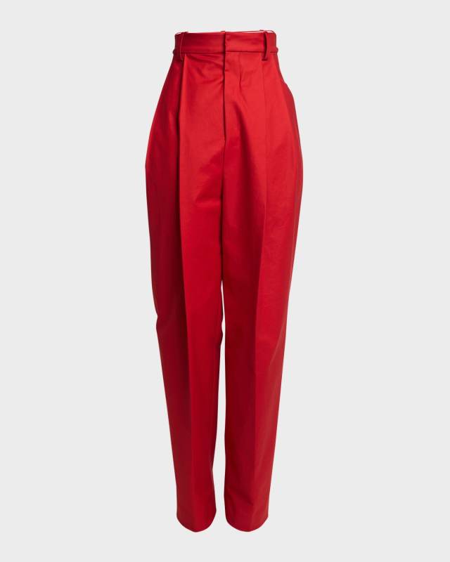Curzio Super High-Rise Pleated Straight-Leg Pants