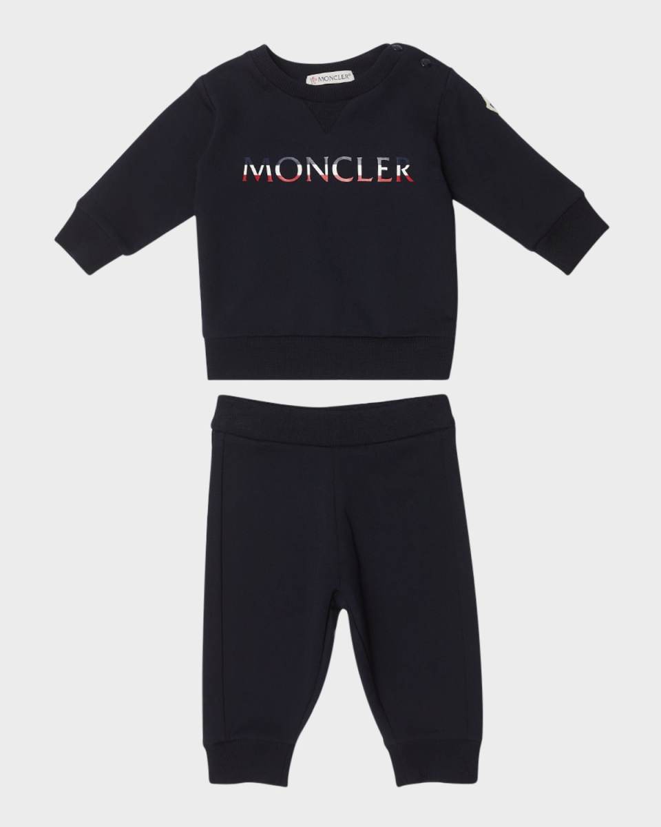 Boy's Tricolor Logo-Print Two-Piece Set, Size 6M-3