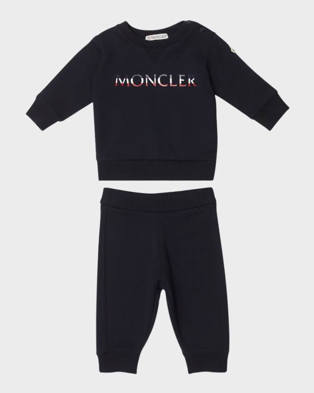 Boy's Tricolor Logo-Print Two-Piece Set, Size 6M-3