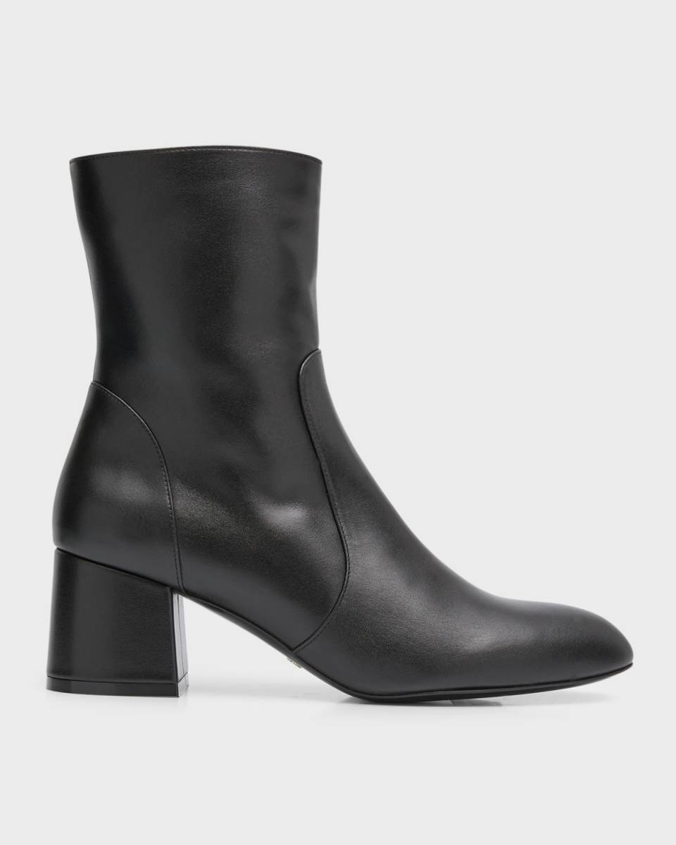 Flareblock Leather Zip Ankle Booties