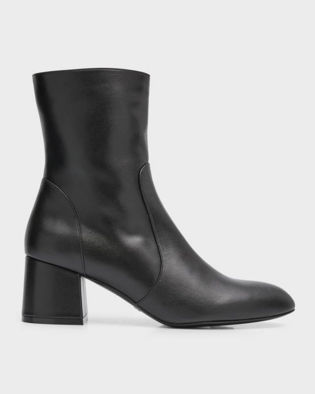 Flareblock Leather Zip Ankle Booties