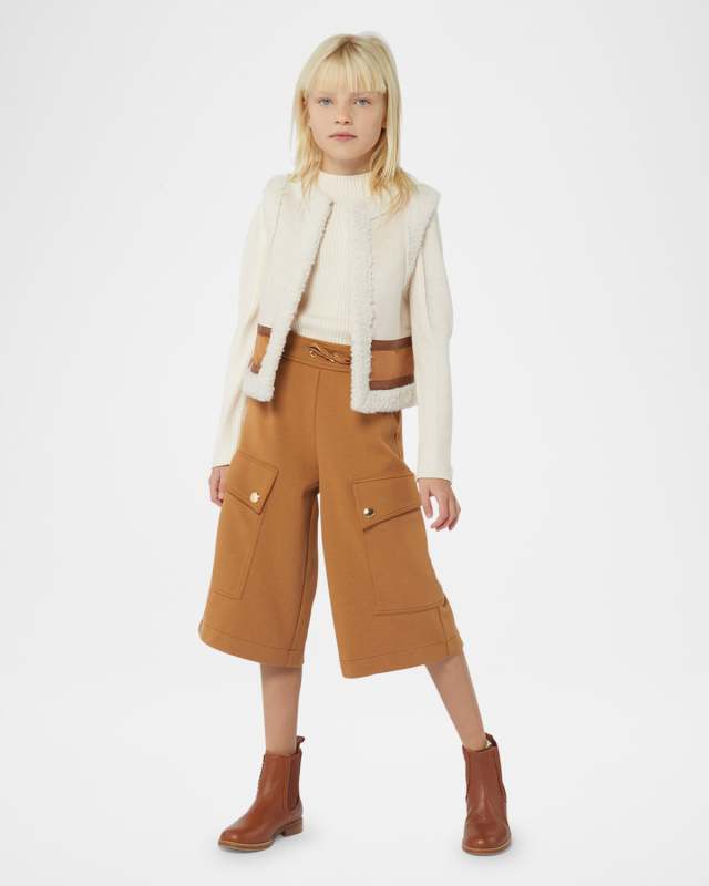 Girl's Two-Toned Shearling Waistcoat, Size 4-