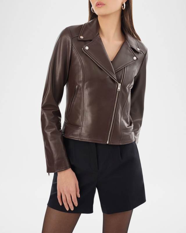 Kelsey Sheepskin Leather Moto Jacket