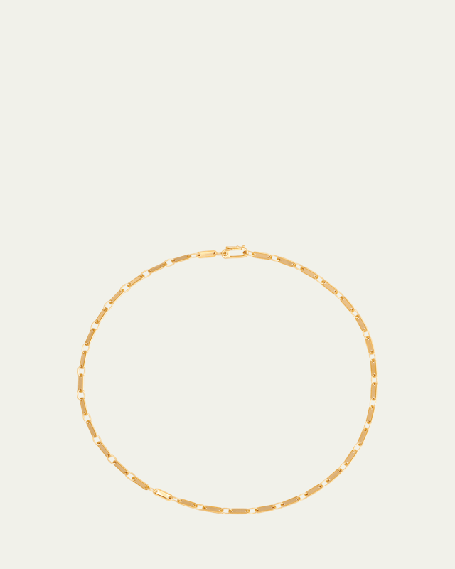 18K Yellow Gold Medium Link ID Tag Single Chain Necklace, 25"L