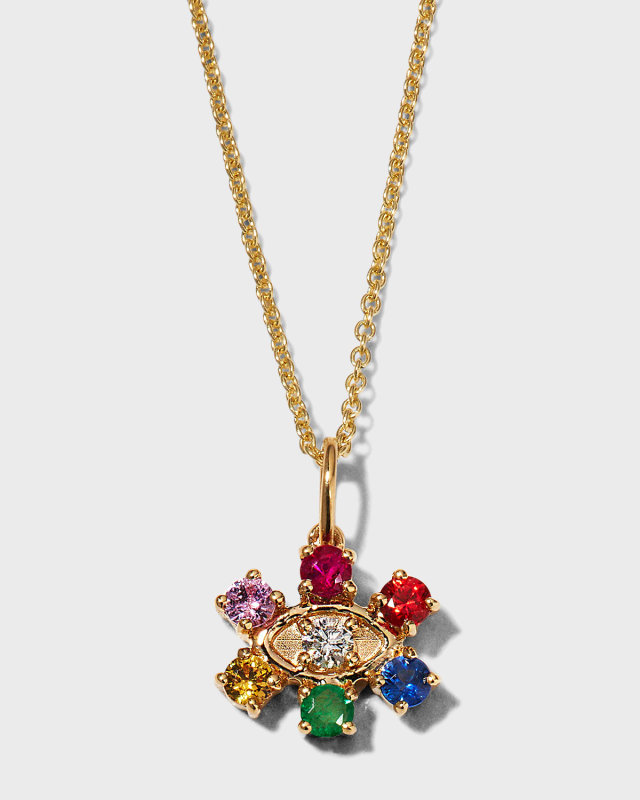 Prong-Set Rainbow Eyes Necklace