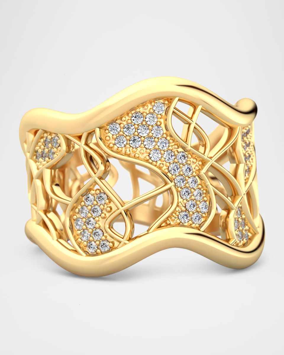 18K Gold River Statement Ring with Diamonds