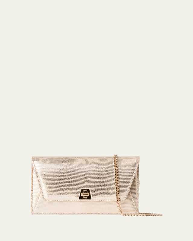 Anouk Metallic Lizard-Embossed Crossbody Bag