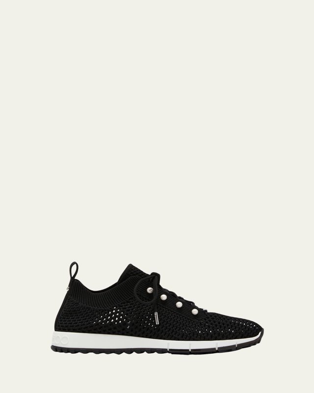 Veles Knit Pearly Lace-Up Sneakers