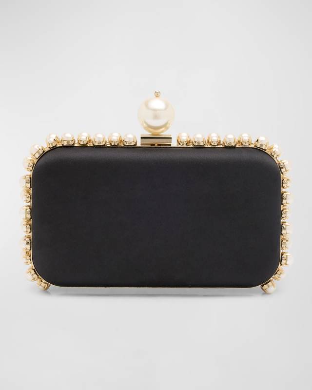 Clio Pearly Satin Clutch Bag
