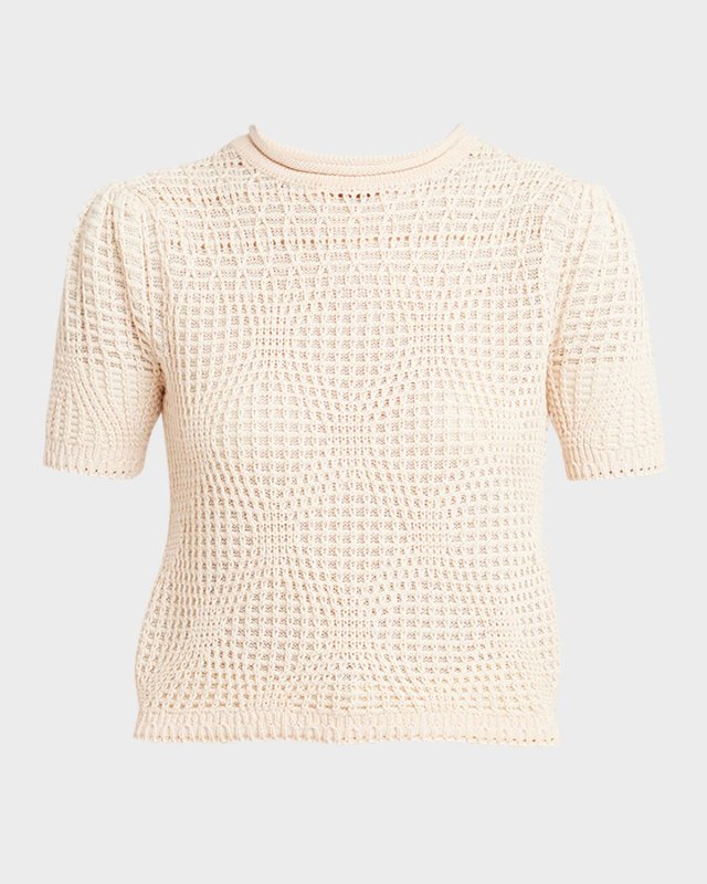 Capri Short-Sleeve Cropped Geo Knit Top