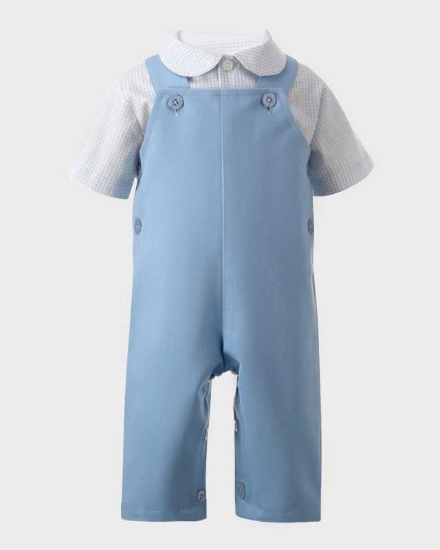 Boy's Check Shirt and Cotton Dungarees Set, Size 6M-24