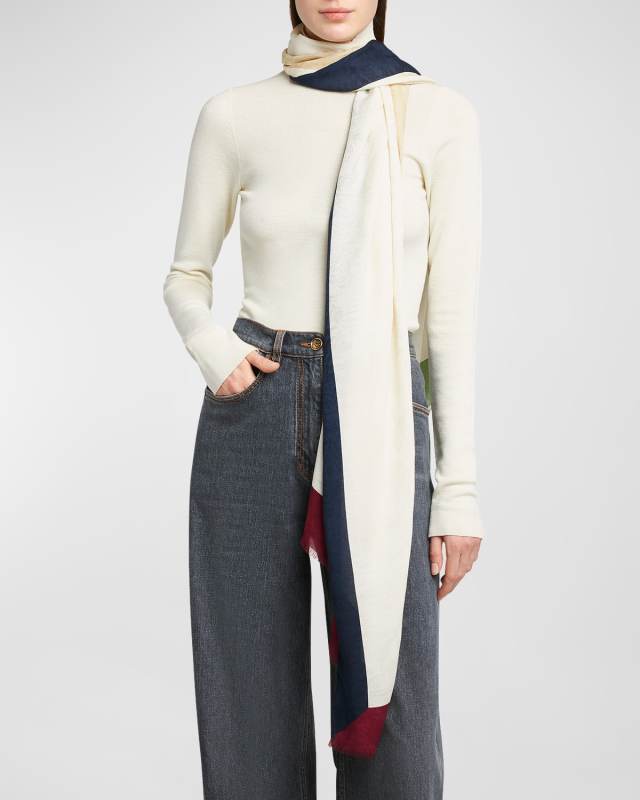 Bohemian Jacquard Modal-Cashmere Scarf