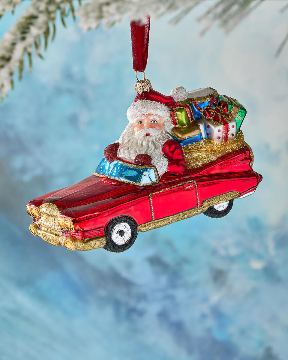 Classic Car Santa Ornament