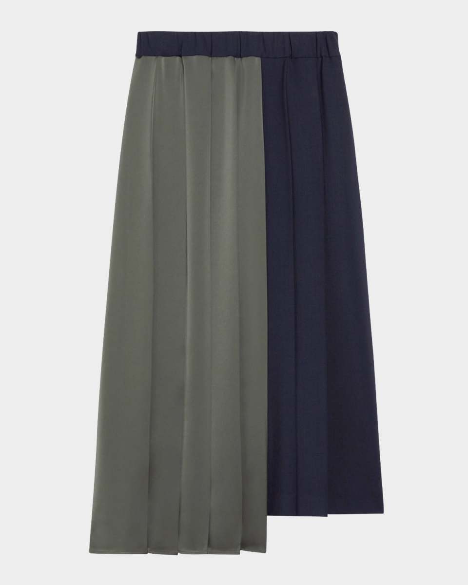 Managua Pleated Colorblock Midi Skirt